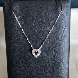 ROBERTO COIN TINY TREASURES 18K White Gold Chain with Diamond Heart Pendant